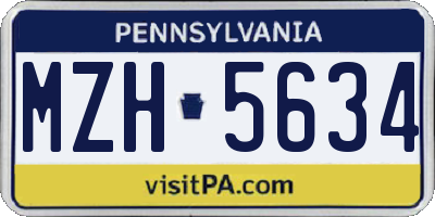 PA license plate MZH5634