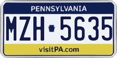 PA license plate MZH5635