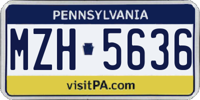 PA license plate MZH5636