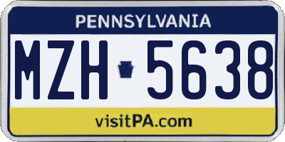 PA license plate MZH5638