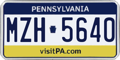 PA license plate MZH5640