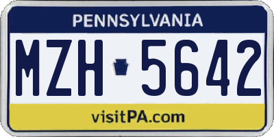 PA license plate MZH5642