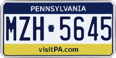 PA license plate MZH5645