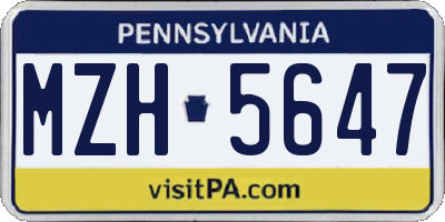 PA license plate MZH5647