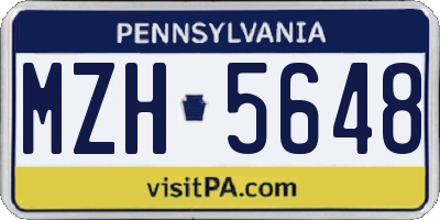 PA license plate MZH5648