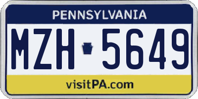 PA license plate MZH5649