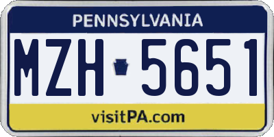 PA license plate MZH5651