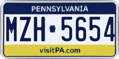 PA license plate MZH5654