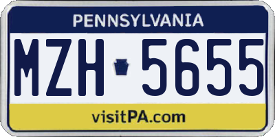 PA license plate MZH5655