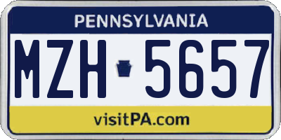 PA license plate MZH5657