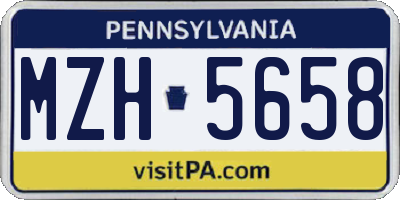 PA license plate MZH5658
