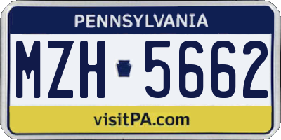 PA license plate MZH5662