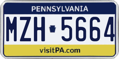 PA license plate MZH5664