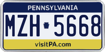 PA license plate MZH5668