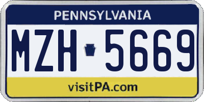PA license plate MZH5669