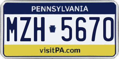 PA license plate MZH5670