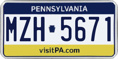 PA license plate MZH5671