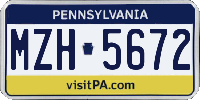 PA license plate MZH5672