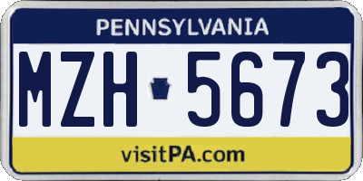 PA license plate MZH5673