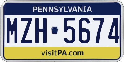 PA license plate MZH5674