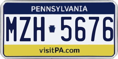 PA license plate MZH5676