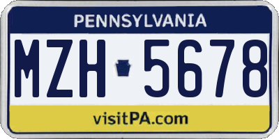 PA license plate MZH5678