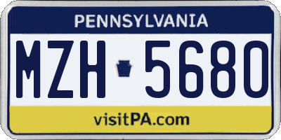 PA license plate MZH5680