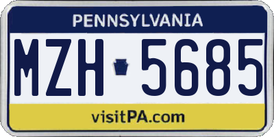 PA license plate MZH5685