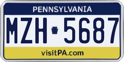 PA license plate MZH5687