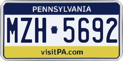 PA license plate MZH5692