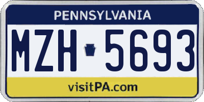 PA license plate MZH5693