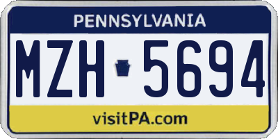 PA license plate MZH5694