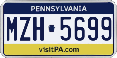 PA license plate MZH5699