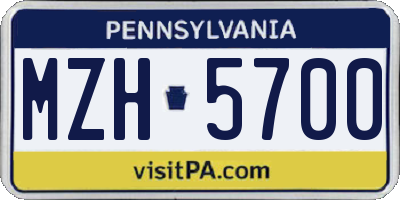 PA license plate MZH5700