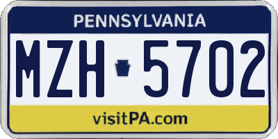 PA license plate MZH5702