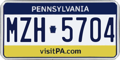 PA license plate MZH5704