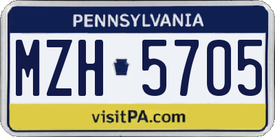 PA license plate MZH5705