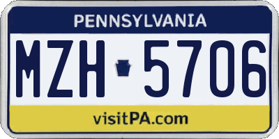 PA license plate MZH5706