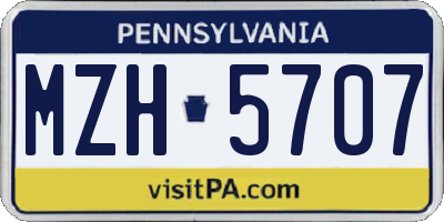 PA license plate MZH5707