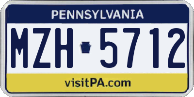PA license plate MZH5712