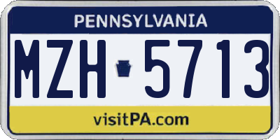 PA license plate MZH5713