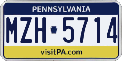 PA license plate MZH5714