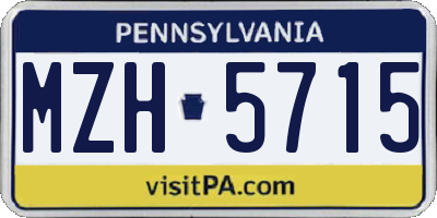 PA license plate MZH5715