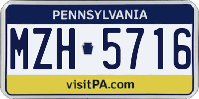 PA license plate MZH5716