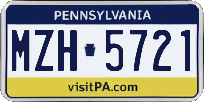 PA license plate MZH5721