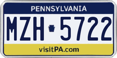 PA license plate MZH5722