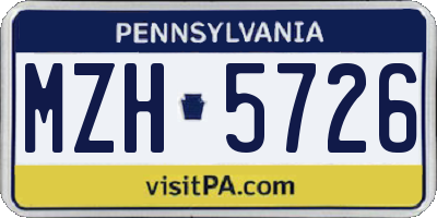 PA license plate MZH5726