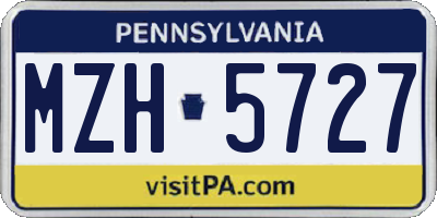 PA license plate MZH5727