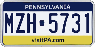 PA license plate MZH5731
