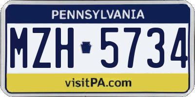 PA license plate MZH5734
